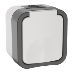 Розетка 1-местная IEK TORS заземляющим контактом и крышкой 16А IP55 TS220 серо-белый [TS-R16-16-55-K41]