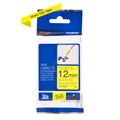 Картридж Brother TZe-FX631, 12 мм, черный на желтом [TZeFX631]