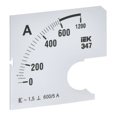 Шкала сменная для амперметра IEK Э47 600/5А класс точности 1.5, 72 х 72 мм [IPA10D-SC-0600]