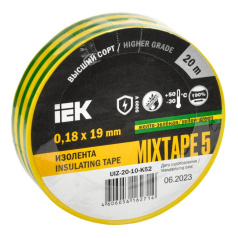Изолента IEK MIXTAPE 5, 0.18 х 19 мм, желто-зеленая, 20 м [UIZ-20-10-K52]