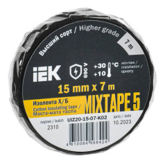 Изолента ХБ черная IEK MIXTAPE 5, 15 мм х 7 м [UIZ20-15-07-K02]