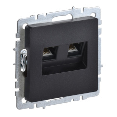 Розетка компьютерная двойная RJ45 IEK BRITE кат. 6 РК11-2-БрЧ черный [BR-K20-2-K02]