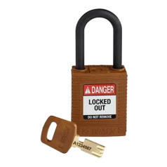 Замок SafeKey нейлоновый Brady, пластиковая дужка, 38 мм, Ø 6.4 мм, коричневый [gws150318]