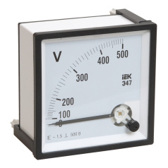 Вольтметр IEK Э47 500В класс точности 1.5, 72 х 72 мм [IPV10-6-0500-E]