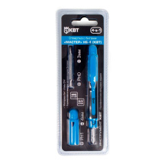 Отвертка карманная с битами КВТ НБ-4 МАСТЕР, 4 предмета (78697)