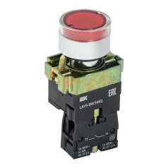 Кнопка управления с подсветкой IEK LAY5-BW3461, красная 1NO [BBT50-BW-K04]