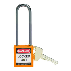 Замки нейлоновые компактные Brady, алюминиевые дужки 75 мм, Ø 4.7 мм, оранжевые, 6 шт [gws814149]