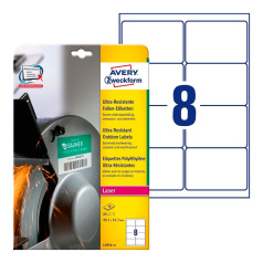 Суперпрочные пленочные этикетки Avery Zweckform, белые, 99.1 x 67.7 мм, 8 этикеток на листе А4 (10 листов) [L7914-10]