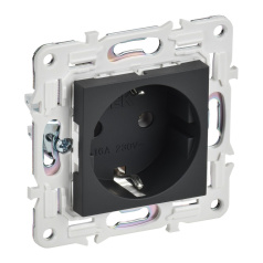 Розетка IEK SKANDY с заземлением без шторок 16А SK-R05G графит [SK-R11-16-K53]