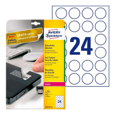Этикетки-пломбы Avery Zweckform, белые, круглые Ø 40 мм, 24 этикетки на листе А4 (20 листов) [L6112-20]
