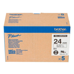 Набор лент Brother HGe-251V5, 24 мм, черный на белом (5 лент по 8 м) [HGe251V5]