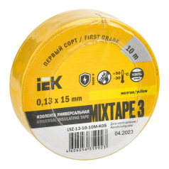 Изолента IEK MIXTAPE 3, 0.13 х 15 мм, желтая, 10 м [UIZ-13-10-10M-K05]