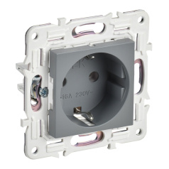 Розетка IEK SKANDY с заземлением без шторок 16А SK-R05Gr серый [SK-R11-16-K03]