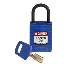 Замок SafeKey нейлоновый Brady компактный, нейлоновая дужка, 25 мм, Ø 4.3 мм, синий [gws150183]