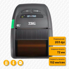 Портативный принтер этикеток TSC Alpha-30R, Premium, 203 dpi, MFi Bluetooth [A30RP-A001-0002]