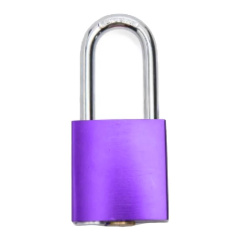 Замок блокировочный алюминиевый, пиновый цилиндр, 38 мм, Ø 6.2 мм, стальная дужка, фиолетовый [gwr027PS38PRP]