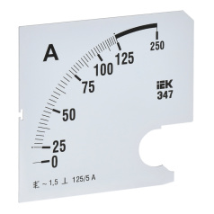 Шкала сменная для амперметра IEK Э47 125/5А класс точности 1.5, 96 х 96 мм [IPA20D-SC-0125]