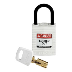 Замок SafeKey нейлоновый Brady компактный, нейлоновая дужка, 25 мм, Ø 4.3 мм, белый [gws150188]