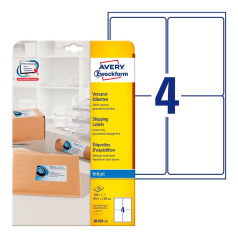 Адресные непросвечивающиеся этикетки Avery Zweckform, белые, 99.1 x 139 мм, 4 этикетки на листе А4 (25 листов) [J8169-25]