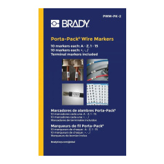 Кабельные маркеры Brady PWM-PK-2, виниловая ткань, 5.5 х 39.7 мм, легенда "A-Z", "0-15", "+", "-", "/", белый, 450 шт [brd31202]