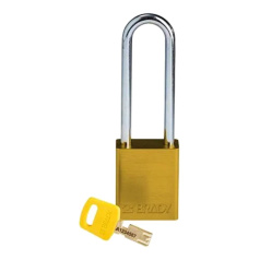 Замок алюминиевый Brady SafeKey со стальной дужкой, 76 мм, Ø 6.4 мм, желтый [gws150285]