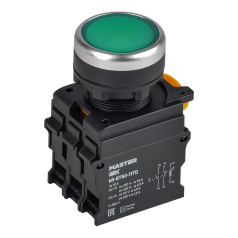 Кнопка с подсветкой и фиксацией IEK MASTER Ø 22 мм, 1NO+1NC, зелёная [MI-BT60-11TD-3-11-K06]