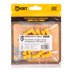 Наконечник кабельный штыревой круглый изолированный КВТ НШКИ 6.0-13 (20 шт) [91012]