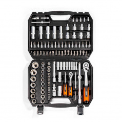 Набор инструментов КВТ НАИ-08/110 PROFESSIONAL торцевыми шестигранными головками и трещоткой 1/2" и 1/4" [82135]