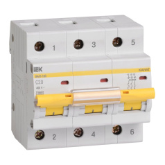 Автоматический выключатель IEK KARAT ВА47-100 3P C 20А 10кА [MVA40-3-020-C]