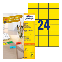 Этикетки самоклеящиеся Avery Zweckform, желтые, 70 x 37 мм, 24 этикетки на листе А4 (100 листов) [3451]