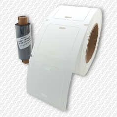 Комплект 2 в 1 №1: квадратная кабельная бирка У134 в рулоне (1000 шт) и риббон 75 м, для принтеров Brady BBP