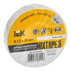 Изолента IEK MIXTAPE 3, 0.13 х 15 мм, белая, 20 м [UIZ-13-10-K01]