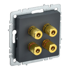 Аудиорозетка IEK BRITE 4-местная РА10-БрГ графит [BR-S40-K53]