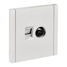 Розетка двойная TV+RJ45 IEK FORTE&PIANO кат. 5E FP236 белый [FP-AK20-1-K01]