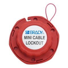 Тросовый блокиратор компактный Brady, стальной трос в виниловой оболочке, Ø 1.6 мм, 2.4 м, красный [gws50940]