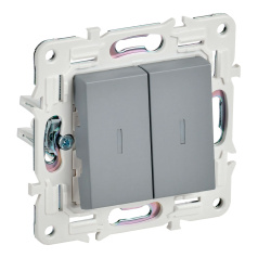Проходной выключатель IEK SKANDY двухклавишный с индикацией 10А SK-V10Gr серый [SK-V22-1-10-K03]