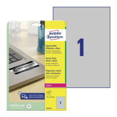 Этикетки Avery Zweckform, серебристые, 210 x 297 мм, 1 этикетка на листе А4 (8 листов) [L6013-8]