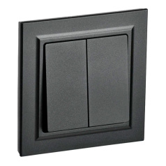 Выключатель IEK BRITE двухклавишный в сборе 10А ВСР10-2-0-БрЧ черный [BR-V20-0-10-K02-F]