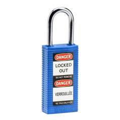 Замки нейлоновые Brady с удлиненным корпусом, стальные дужки, 38 мм, Ø 6.4 мм, синие, 6 шт [gws834462]