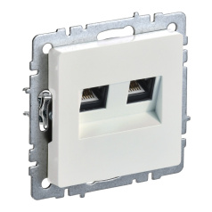 Розетка компьютерная двойная RJ45 IEK BRITE кат. 5E РК10-2-БрЖ жемчуг [BR-K20-1-K36]