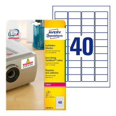 Этикетки "Тройная стойкость" Avery Zweckform, белые, 45.7 x 25.4 мм, 40 этикеток на листе А4 (20 листов) [L6140-20]