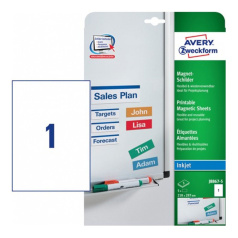 Магнитные таблички для струйных принтеров Avery Zweckform, белые матовые, 210 x 297 мм, 1 этикетка на листе А4 (5 листов) [J8867-5]