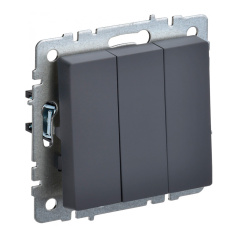 Выключатель IEK BRITE трехклавишный 10А ВС10-3-0-БрГ графит [BR-V30-0-10-K53]