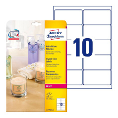 Этикетки Avery Zweckform, прозрачные, 96 x 50.8 мм, 10 этикеток на листе А4 (25 листов) [L7783-25]