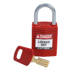 Замок SafeKey нейлоновый Brady компактный, алюминиевая дужка, 25 мм, Ø 4.7 мм, красный [gws152155]