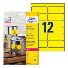 Всепогодные этикетки Avery Zweckform, желтые матовые, 99.1 x 42.3 мм, 12 этикеток на листе А4 (20 листов) [L6107-20]
