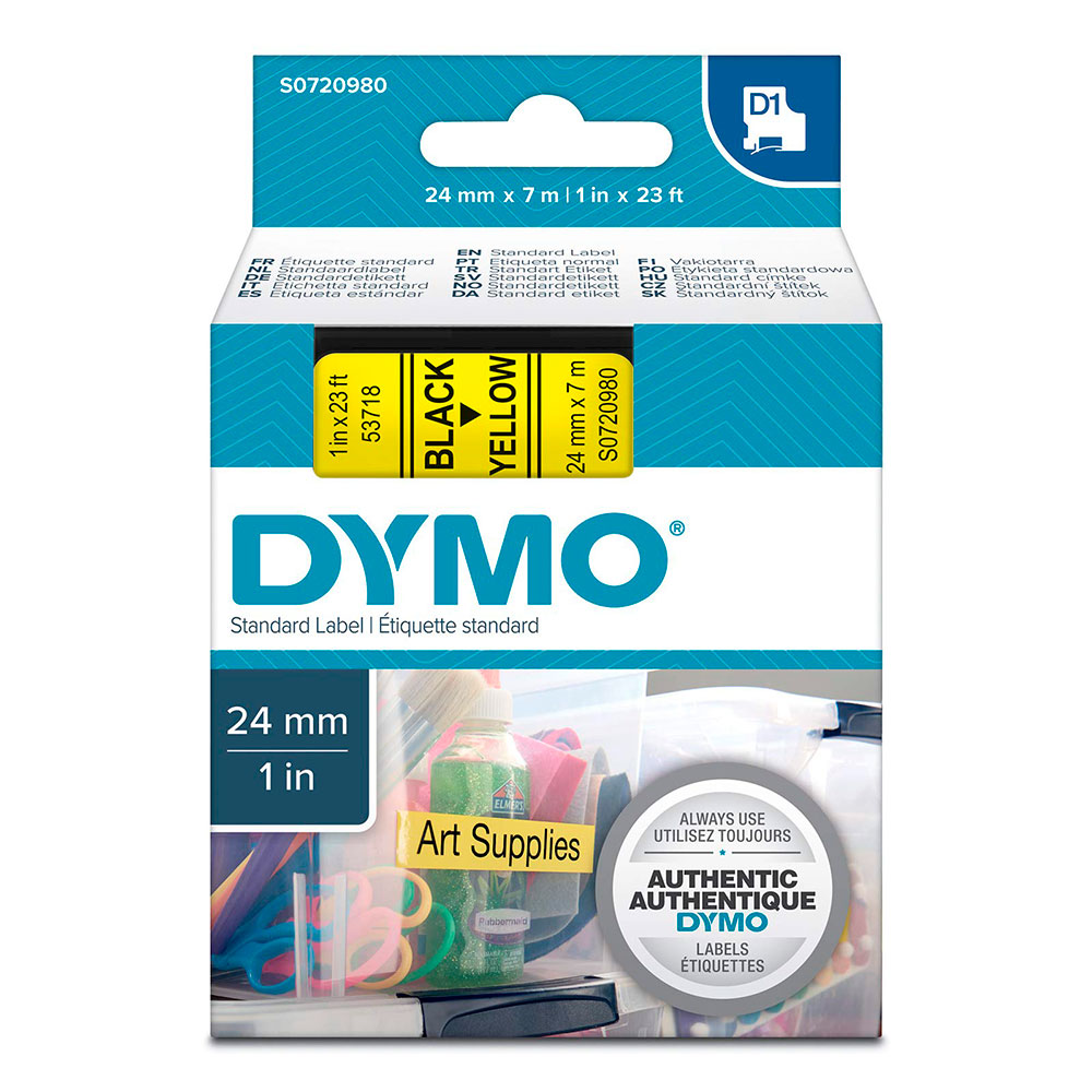 Картридж Dymo S0720980/53718, 24 мм, черный на желтом