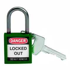 Замки нейлоновые компактные Brady, алюминиевые дужки, 25 мм, Ø 4.7 мм, зеленые, 6 шт [gws814118]