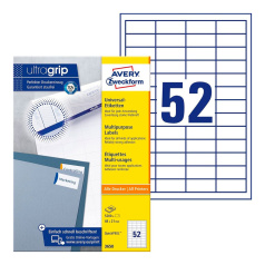 Этикетки самоклеящиеся Avery Zweckform, белые, 48 x 21 мм, 52 этикетки на листе А4 (100 листов) [3650]