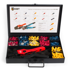 Набор изолированных наконечников и гильз КВТ М-950-1 с инструментом для опрессовки в металлическом кейсе [75488]